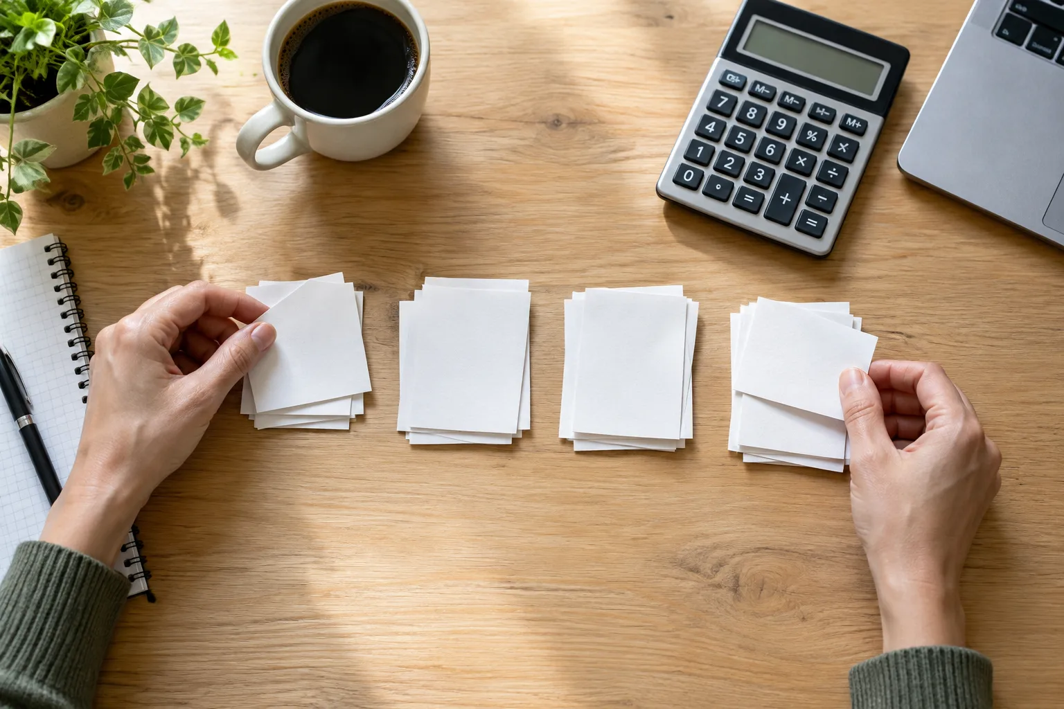 Des documents et une calculatrice illustrent la répartition des encaissements entre frais et provisions.